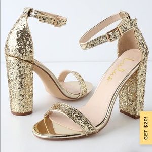 Lulu gold glitter heels 7.5
